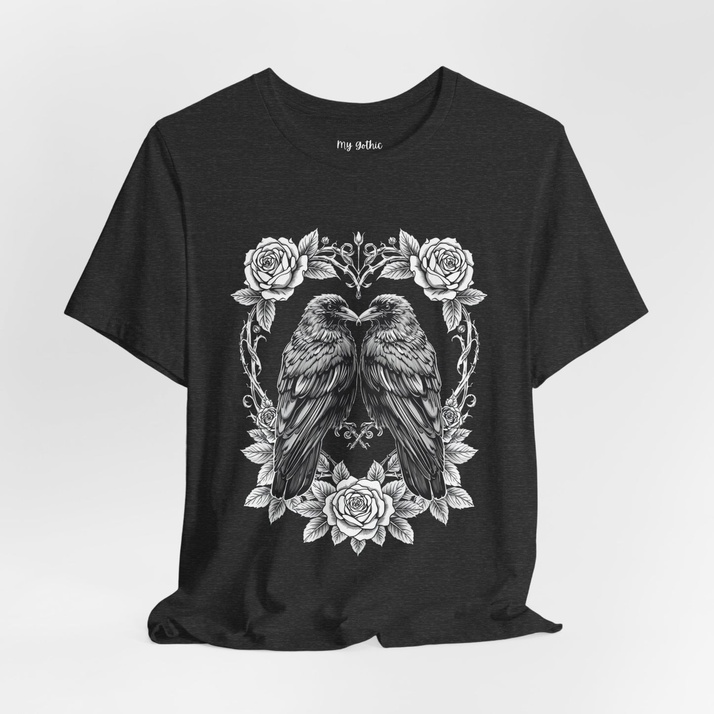 Raven Romance Tee — Gothic Floral Crow T-Shirt