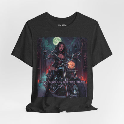 Dark Rider Motorcycle T-Shirt — "A dark desire now sets forth into the night" Gothic Tee