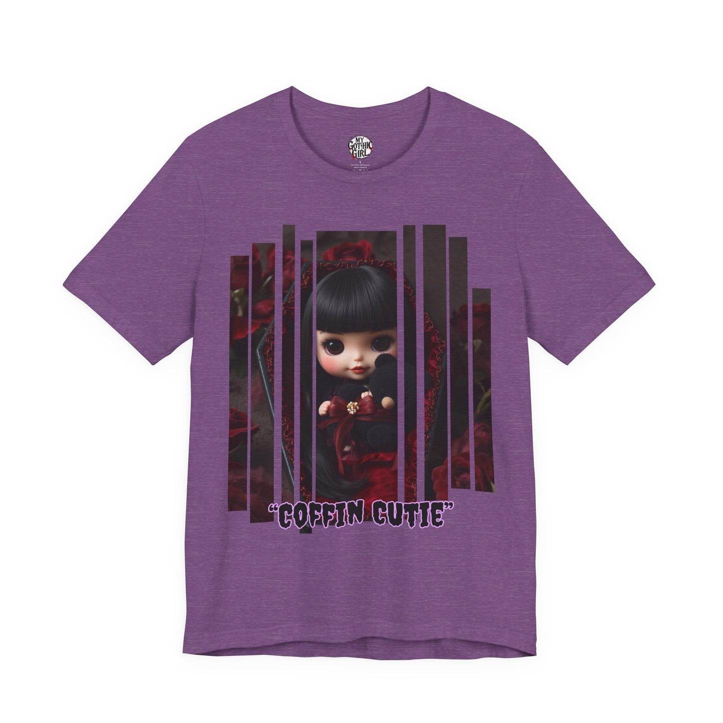 “Coffin Cutie” — cute Gothic doll peeking out from a small coffin Graphic T-Shirt – Alt Aesthetic Poetic Goth Street-wear