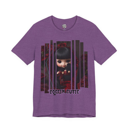 “Coffin Cutie” — cute Gothic doll peeking out from a small coffin Graphic T-Shirt – Alt Aesthetic Poetic Goth Street-wear