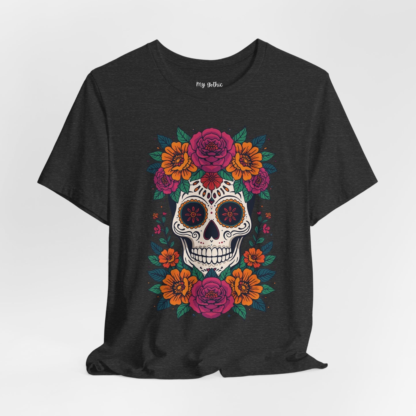 Sugar Skull Floral Tee — Day of the Dead Skull T-Shirt