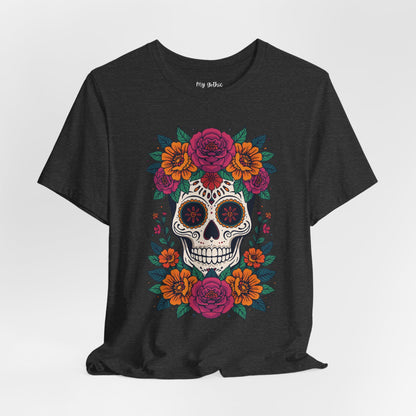Sugar Skull Floral Tee — Day of the Dead Skull T-Shirt