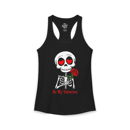 Be My Valentine Cute Gothic Skeleton — Women's Racerback Tank Top