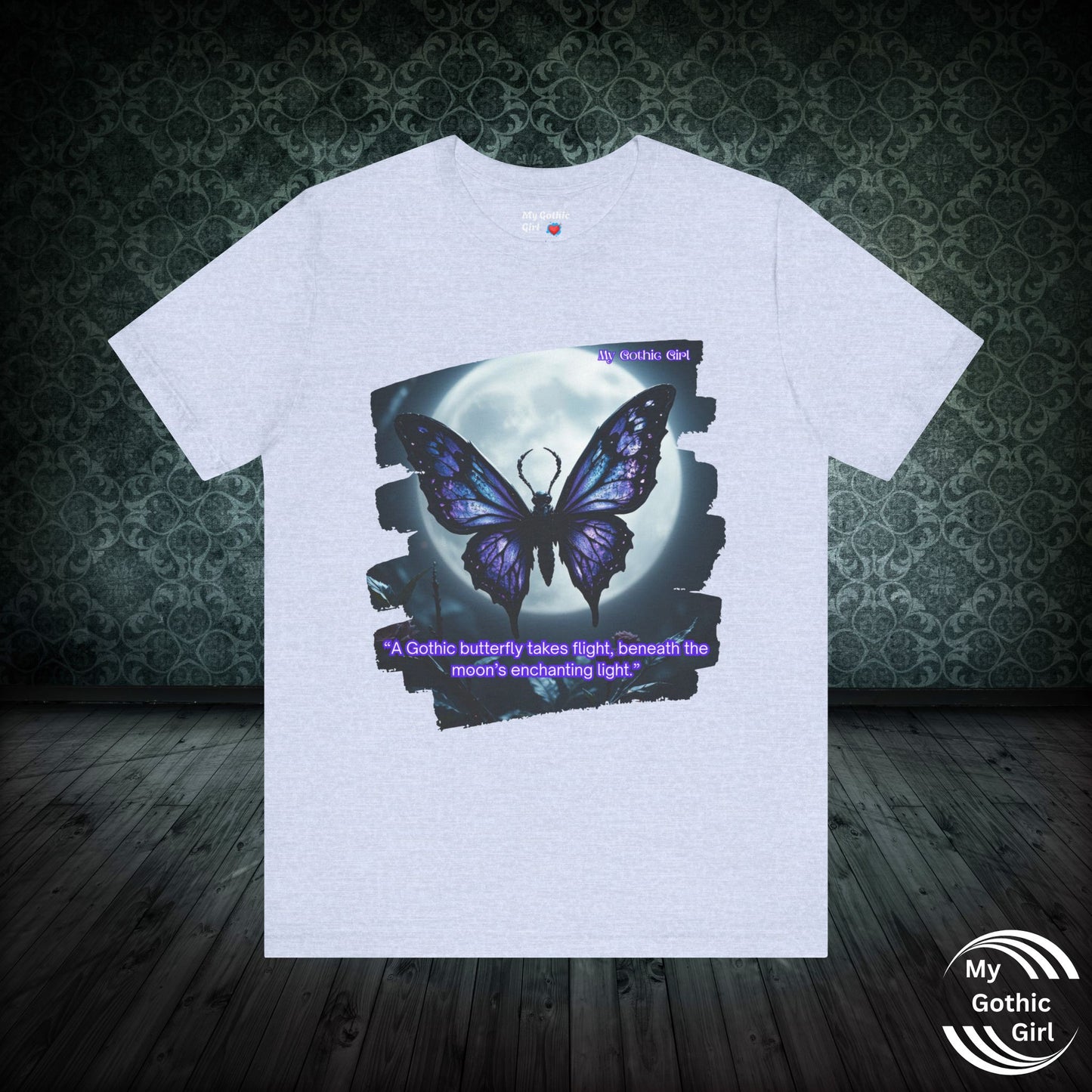 My Gothic Girl T-Shirt "Purple Gothic Butterfly" – Whimsy Goth Streetwear, Dark Poetry Fashion, Alt Aesthetic Apparel