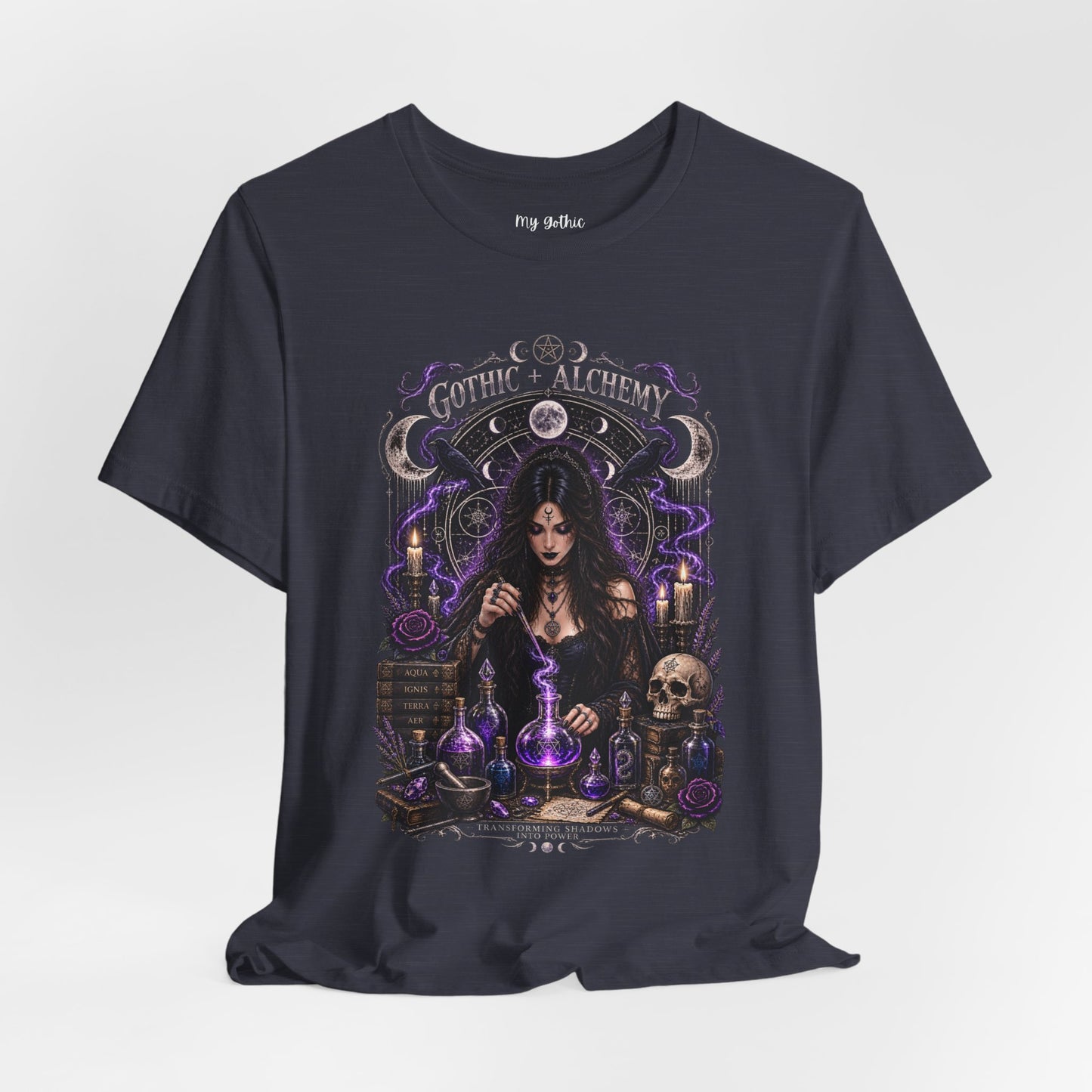 Gothic Alchemy T-Shirt — Witch Potion Skull Graphic Tee
