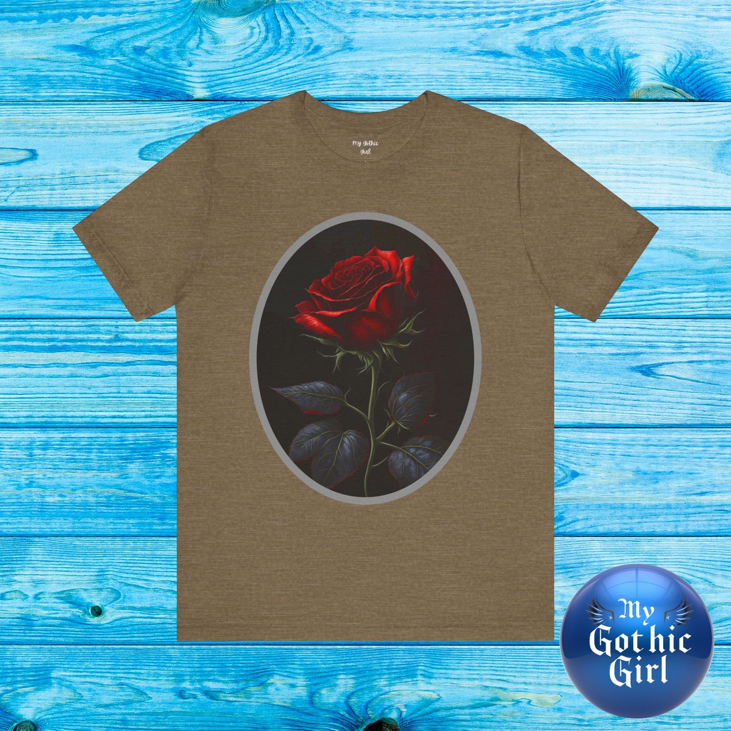 My Gothic Girl T-Shirts for Women & Men "Linda's Red Rose" Dark Aesthetic & Alternative Tees – My Gothic Girl