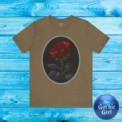 My Gothic Girl T-Shirts for Women & Men "Linda's Red Rose" Dark Aesthetic & Alternative Tees – My Gothic Girl