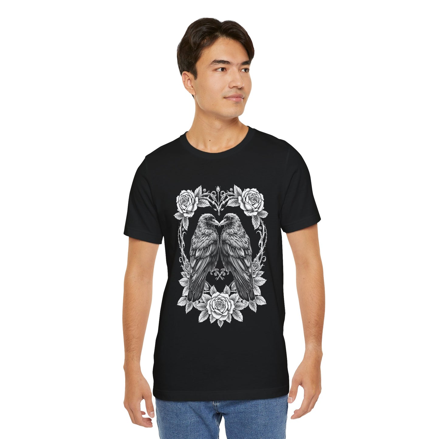 Raven Romance Tee — Gothic Floral Crow T-Shirt
