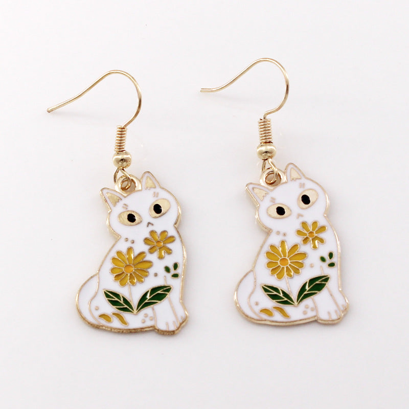 Gothic Black Cat Skull Earrings for Women's Jewelry