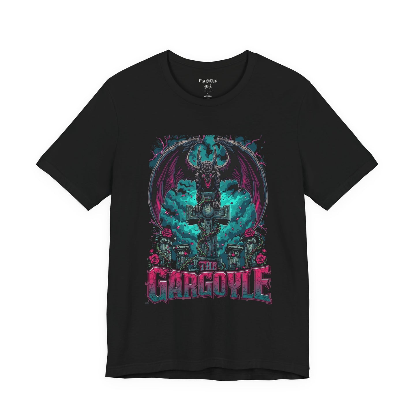 Gargoyle Graphic Tee — Dark Gothic Winged Statue Design