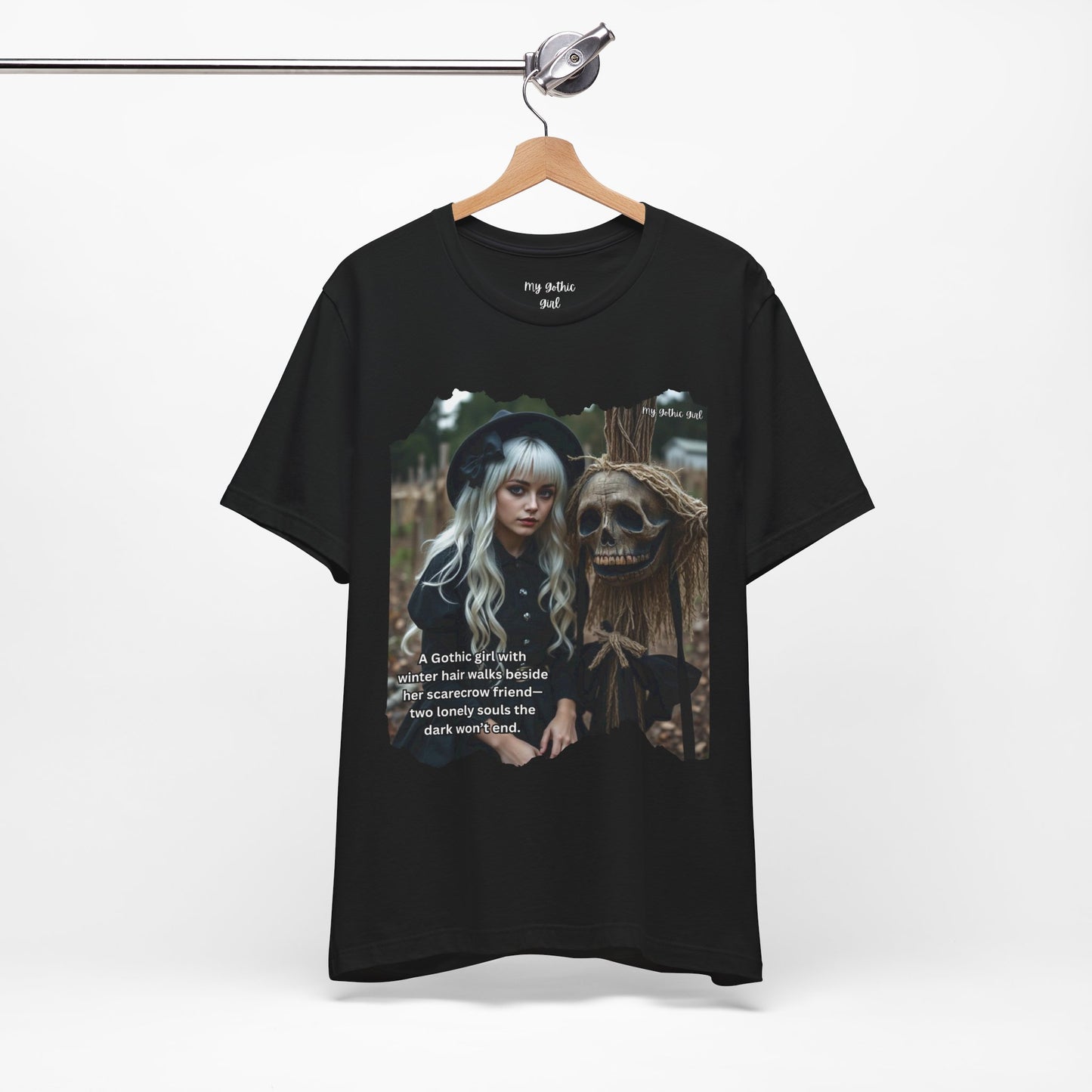 My Gothic Girl T-Shirt "Scarecrow Friend" – Whimsy Goth Streetwear, Dark Poetry Fashion, Alt Aesthetic Apparel