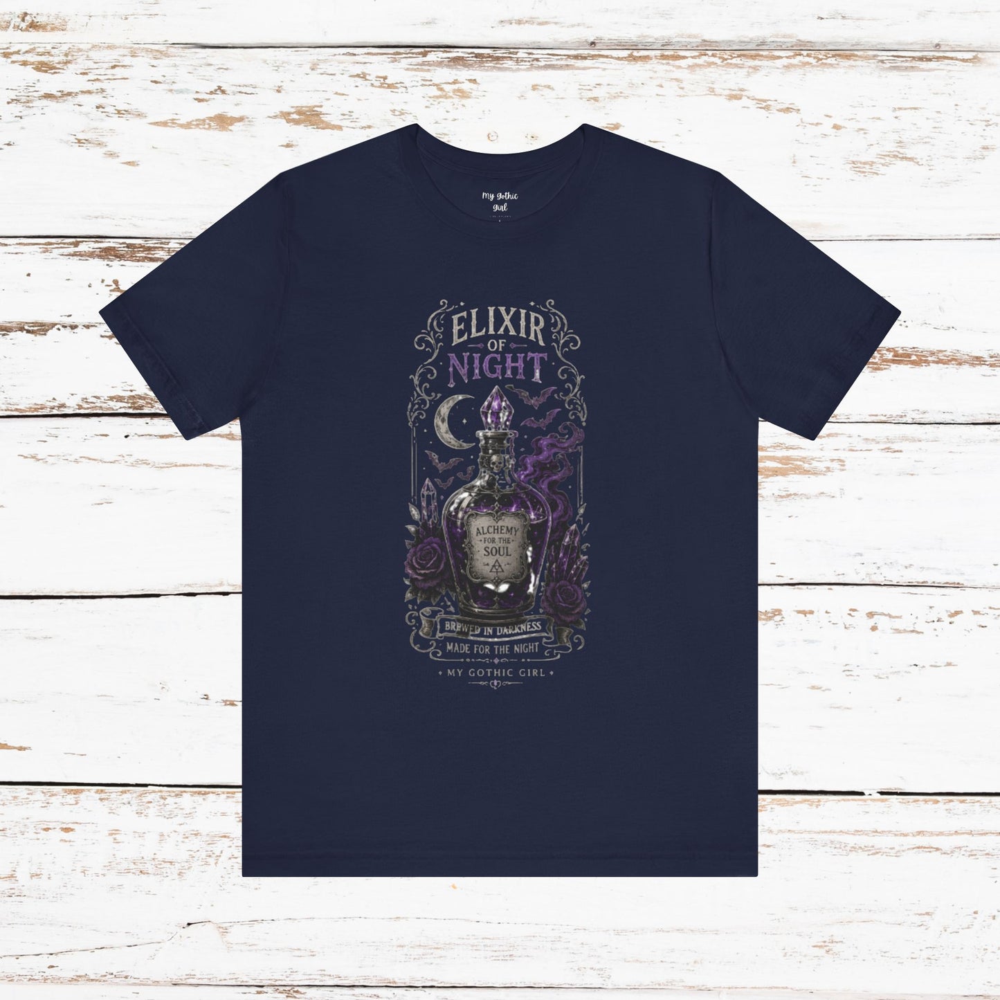 "Elixir of Night - Alchemy for the Soul" Gothic Design Short Sleeve T Shirt