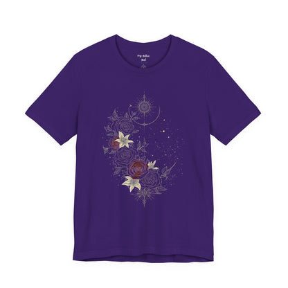 “Dark Floral Moon & Ornamental Geometry” T-Shirt Dark Floral Moon Ornamental Geometry Unisex Jersey Short Sleeve Tee
