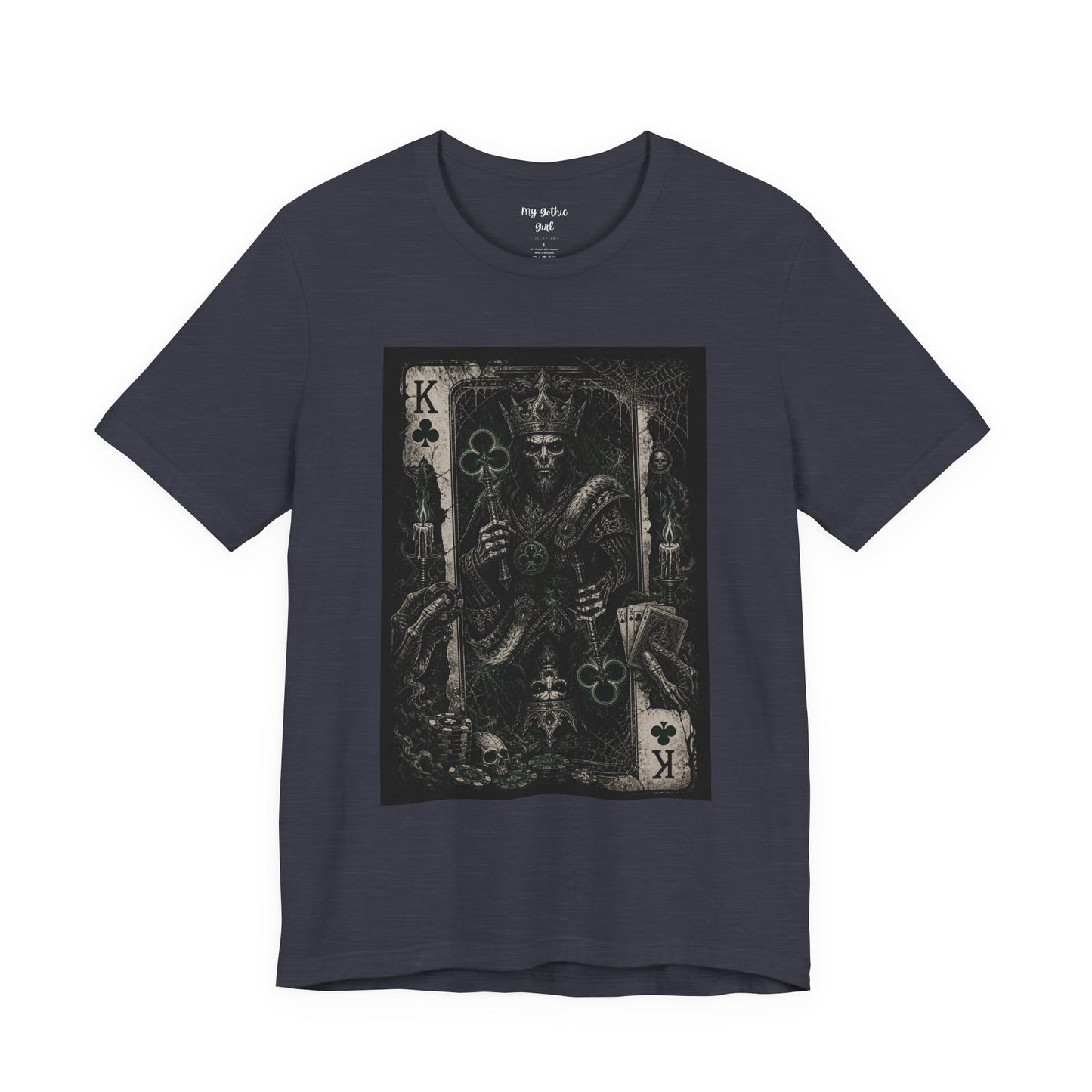 King of Clubs Gothic Playing Card Tee — Dark Skull Poker Graphic T-Shirt