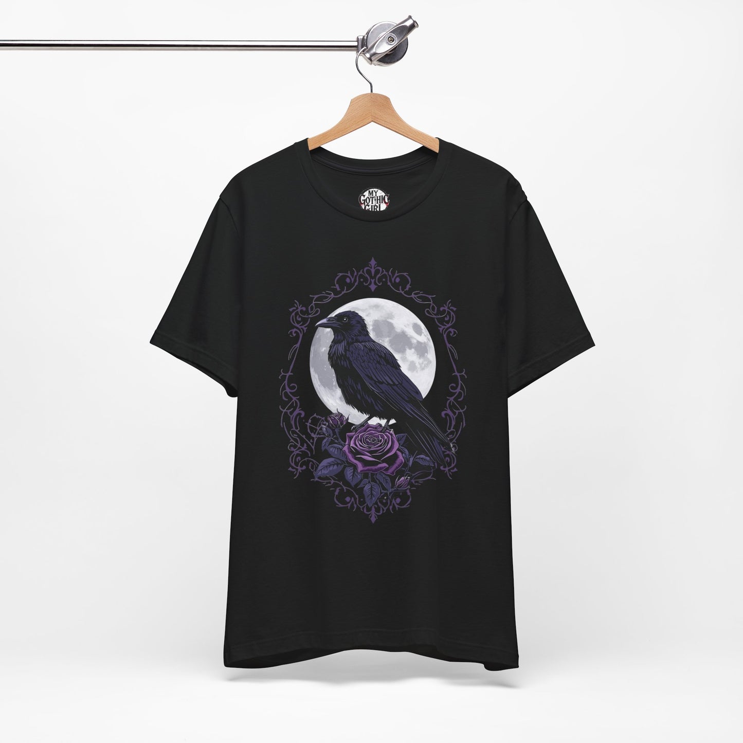 "The Raven and Moon"  Gothic Graphic T-Shirt – Alt Aesthetic Poetic Goth Street-wear