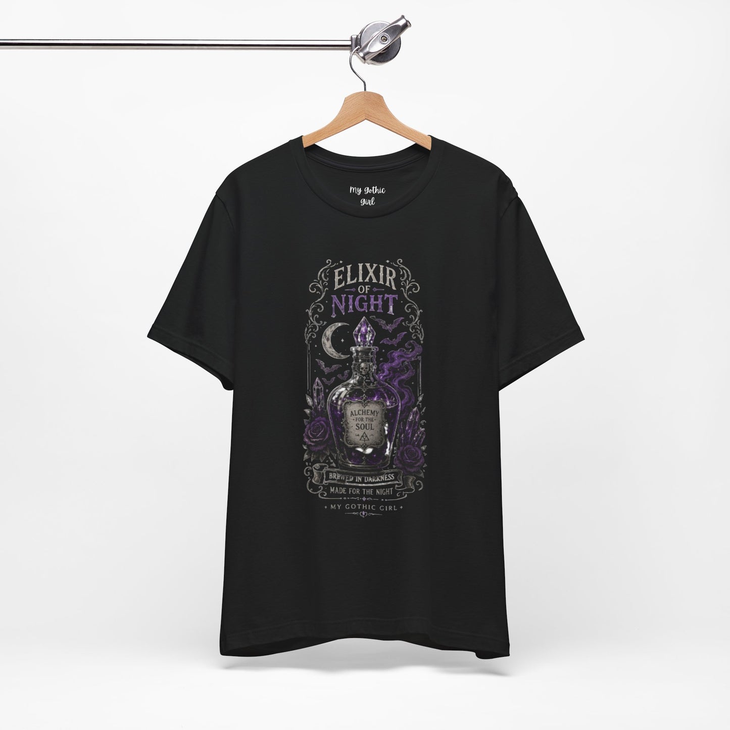 "Elixir of Night - Alchemy for the Soul" Gothic Design Short Sleeve T Shirt
