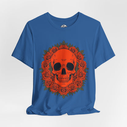 "ORANGE SKULL & ROSES"  Gothic Graphic T-Shirt – Alt Aesthetic Poetic Goth Streetwear