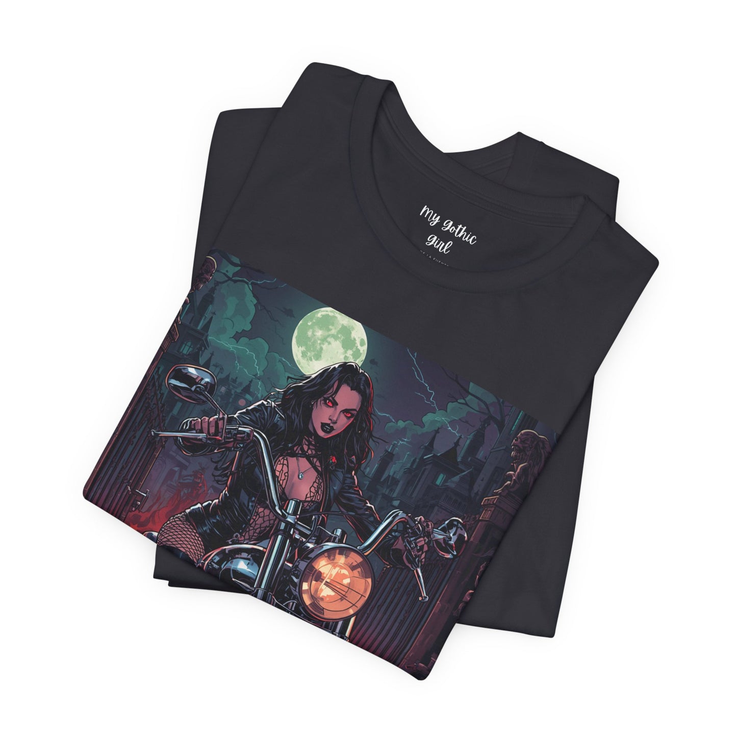 Dark Rider Motorcycle T-Shirt — "A dark desire now sets forth into the night" Gothic Tee