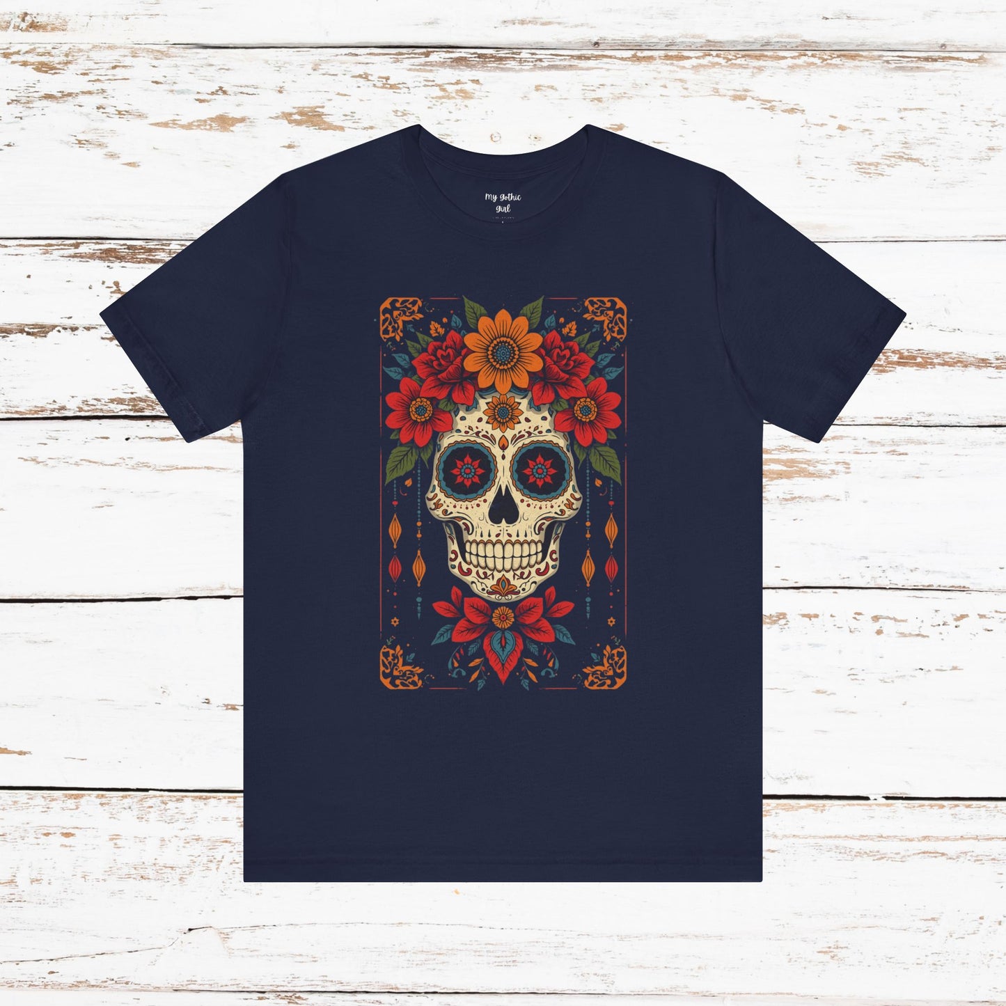 Day of the Dead Sugar Skull T-Shirt — Floral Calavera Graphic Tee