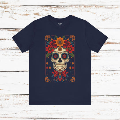 Day of the Dead Sugar Skull T-Shirt — Floral Calavera Graphic Tee