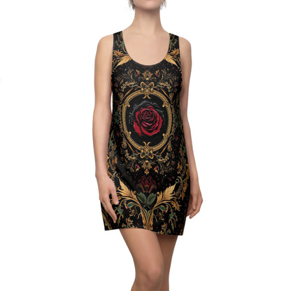 Baroque Rose Racerback Dress — Vintage Gothic Floral AOP