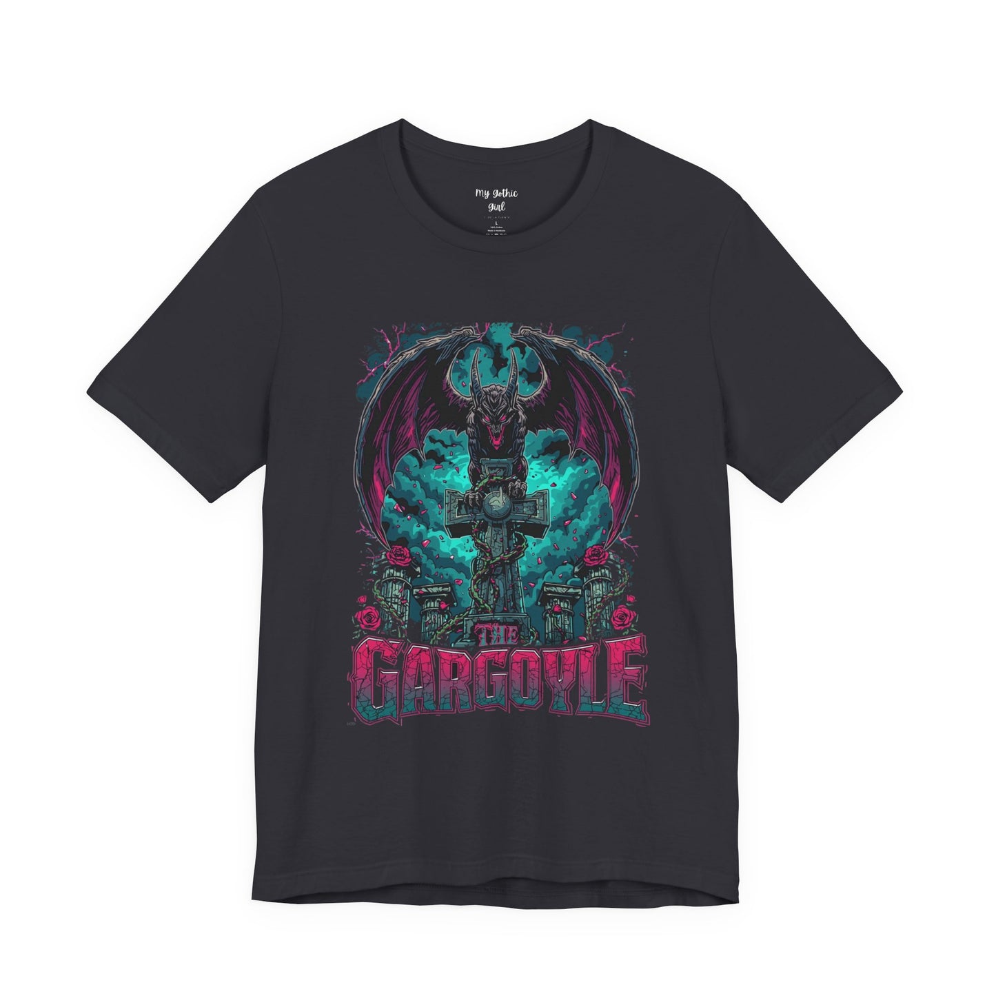 Gargoyle Graphic Tee — Dark Gothic Winged Statue Design