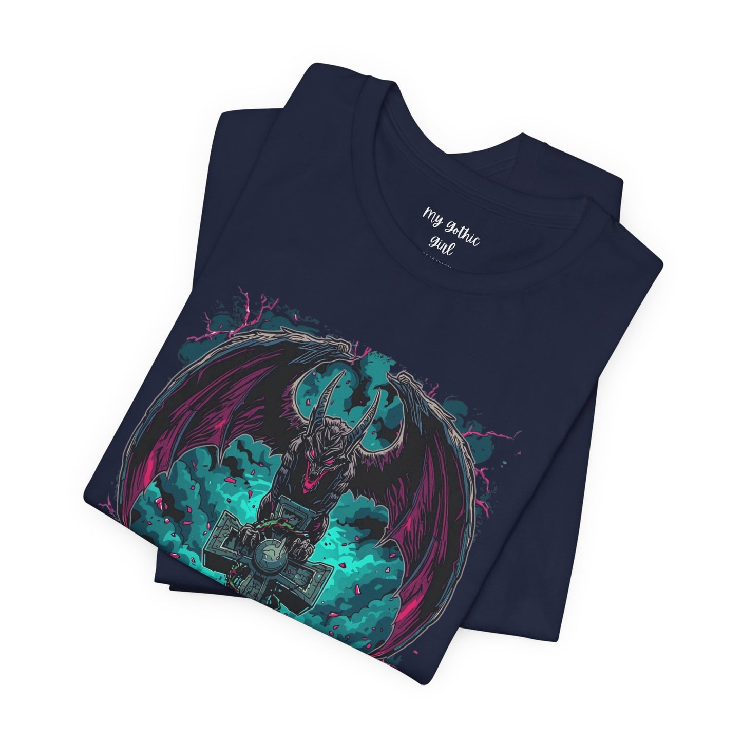 Gargoyle Graphic Tee — Dark Gothic Winged Statue Design