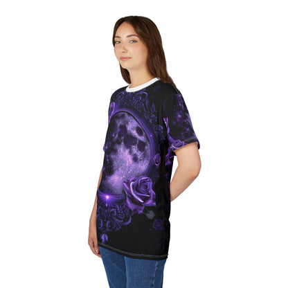 Purple Moon & Roses Tee — Gothic Floral Moonlight All-Over Print Shirt