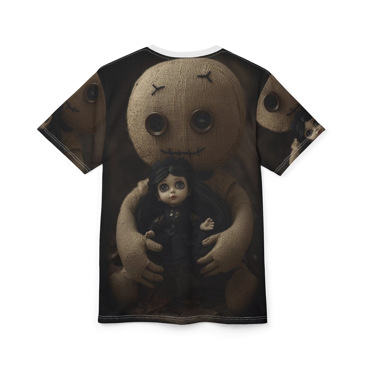 Gunny Sack Doll with Toy Gothic Doll | Horror All-Over Print T‑Shirt