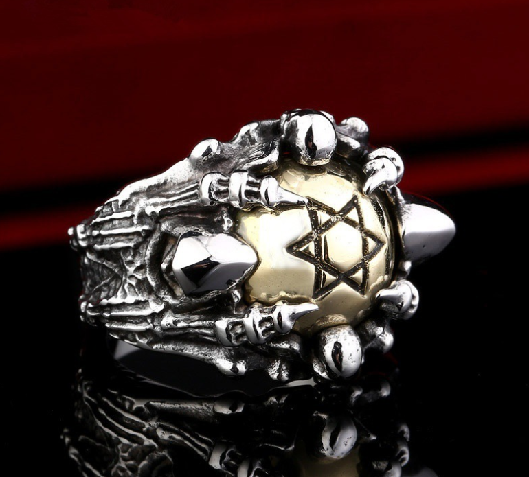 Retro Gothic Star and Skull Ring Jewelry Design