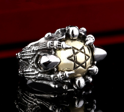 Retro Gothic Star and Skull Ring Jewelry Design