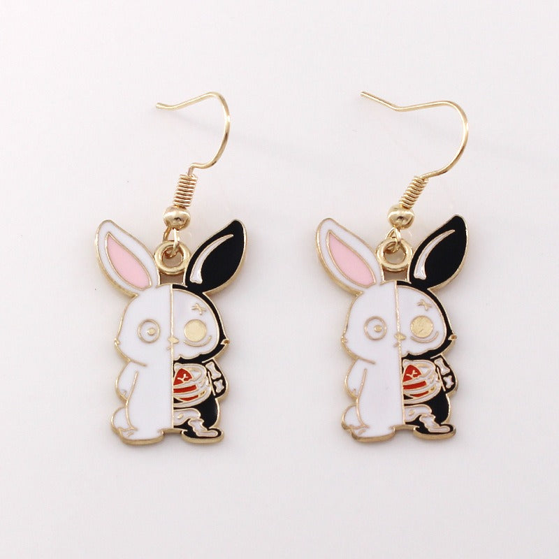 Gothic Black Cat Skull Earrings for Women's Jewelry