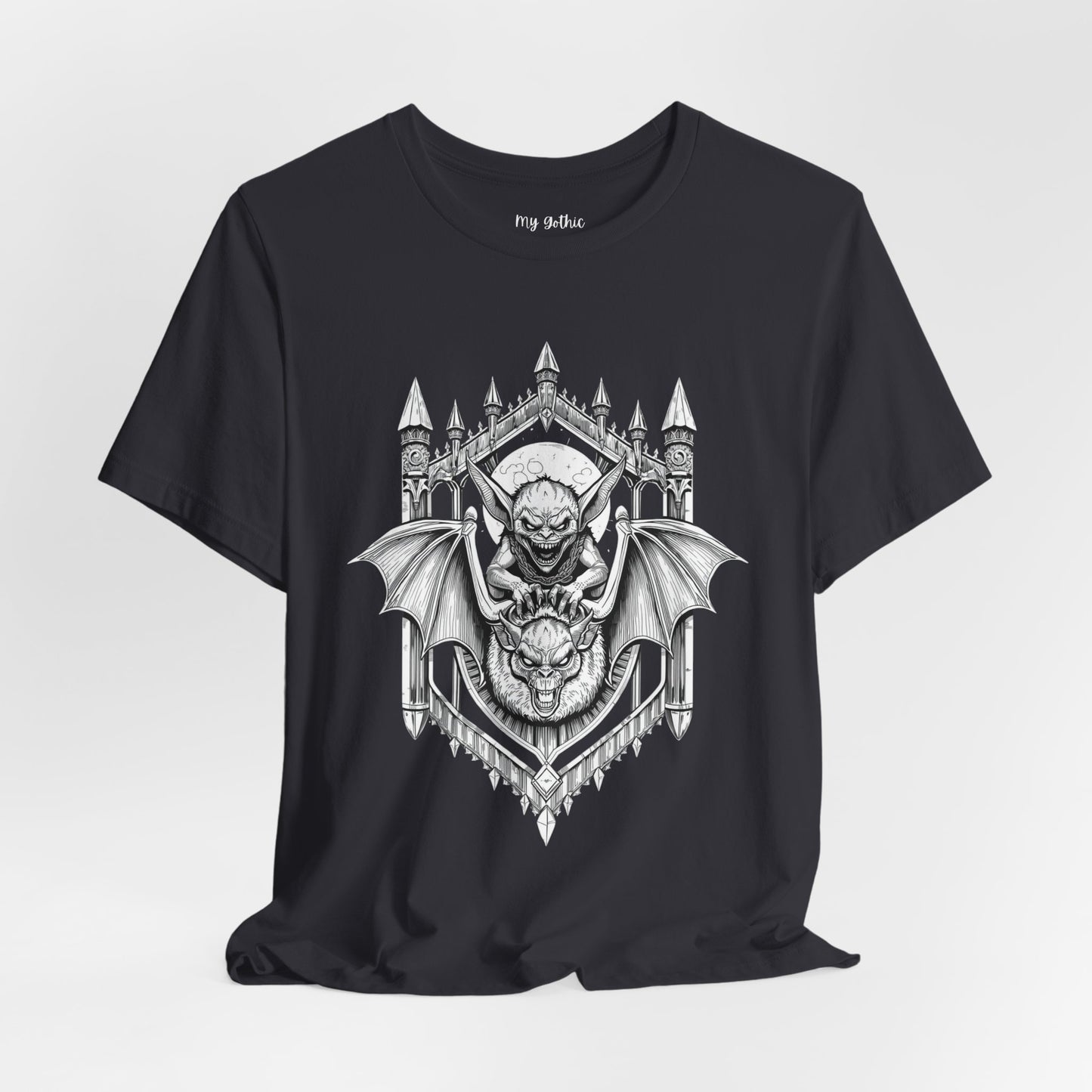 A Sinister Gremlin Riding on a Flying Bat - Graphic Tee