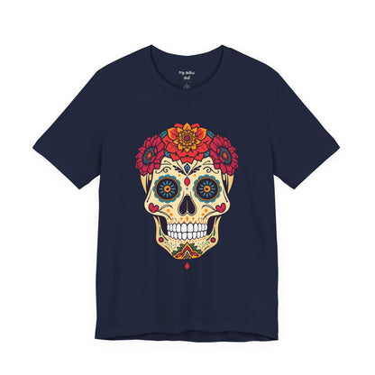 Day of the Dead Sugar Skull T‑Shirt — Floral Calavera Graphic Tee
