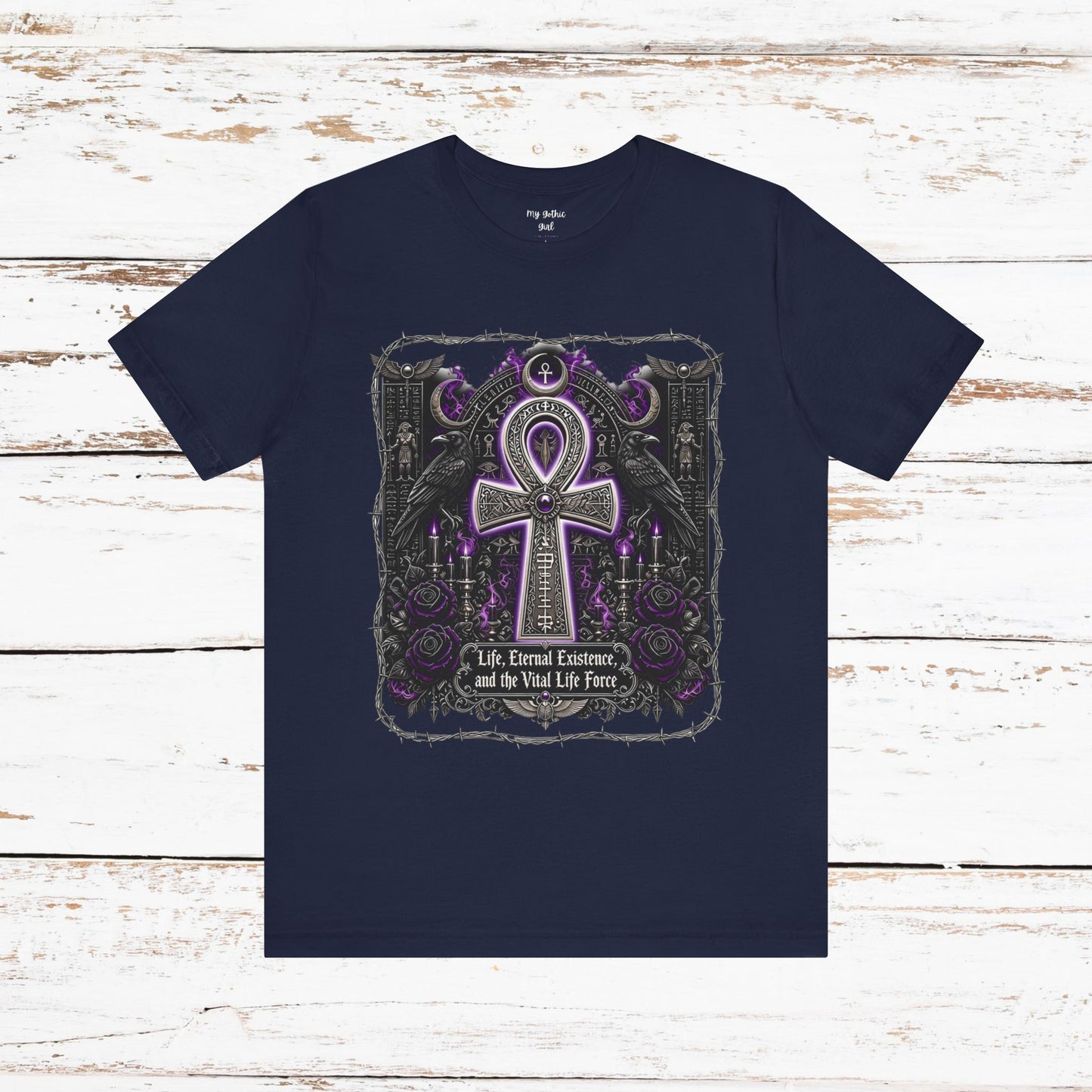 Ankh Gothic Tee — Life, Eternal Continuity & Vital Life Force Graphic T-Shirt