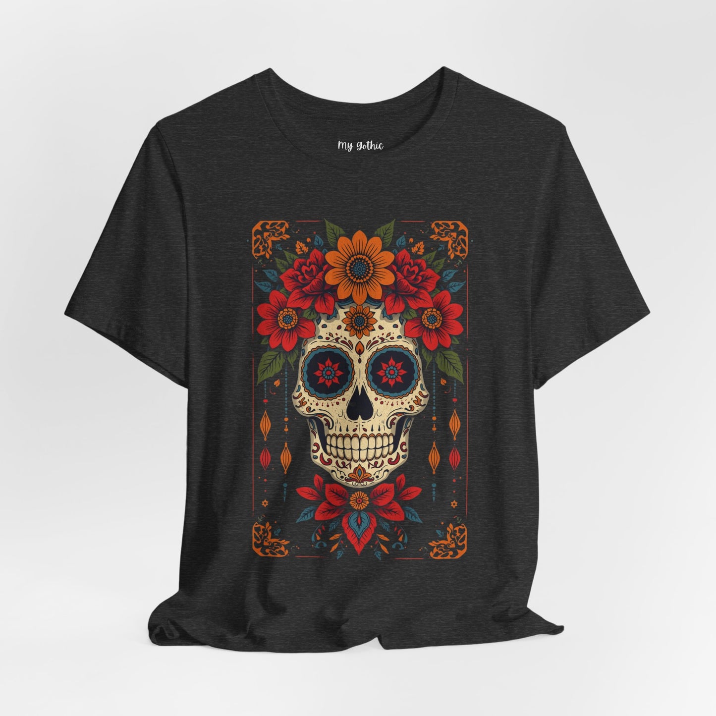 Day of the Dead Sugar Skull T-Shirt — Floral Calavera Graphic Tee