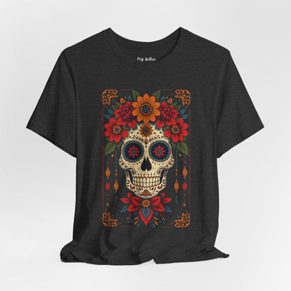 Day of the Dead Sugar Skull T-Shirt — Floral Calavera Graphic Tee