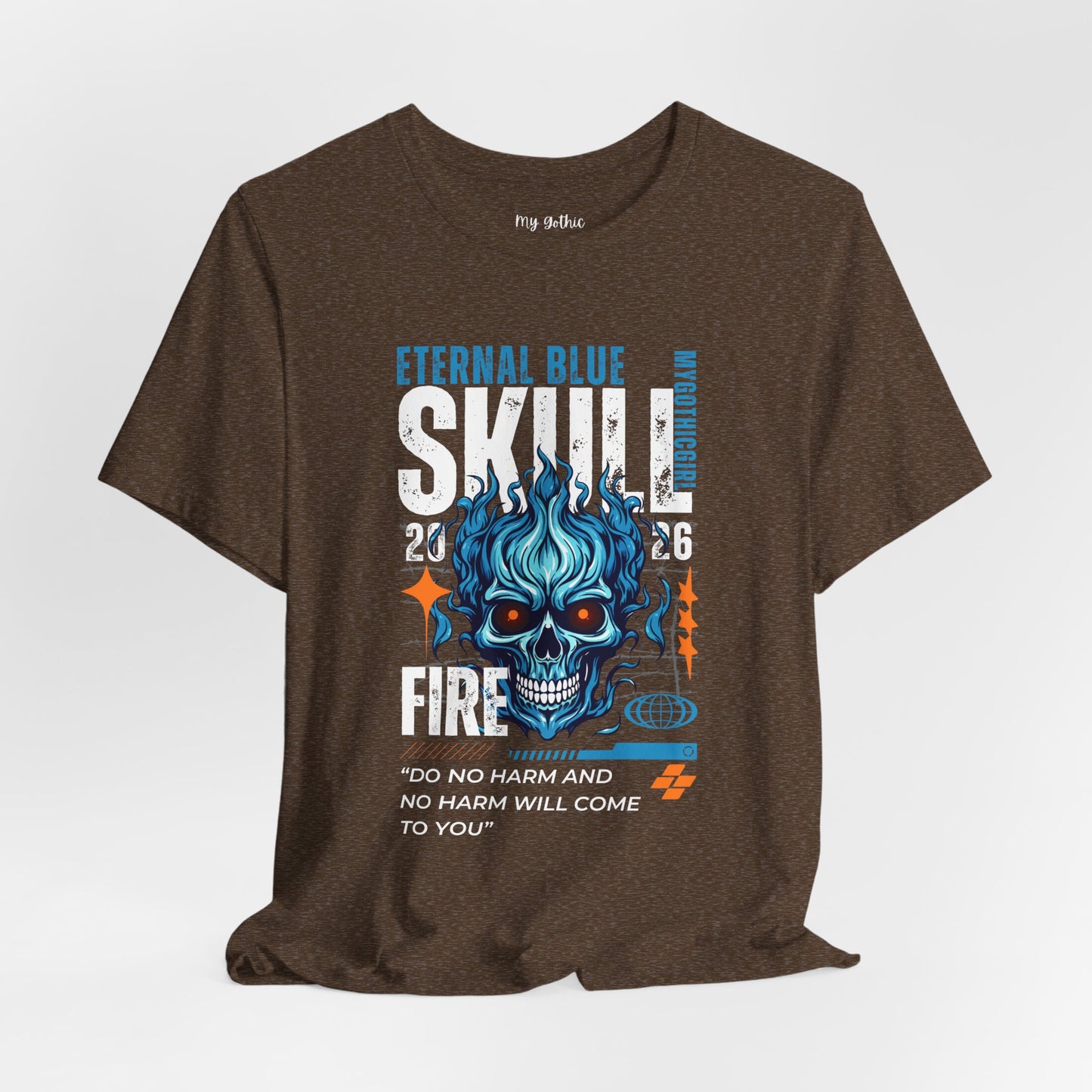 Eternal Blue Skull Flame Gothic Tee
