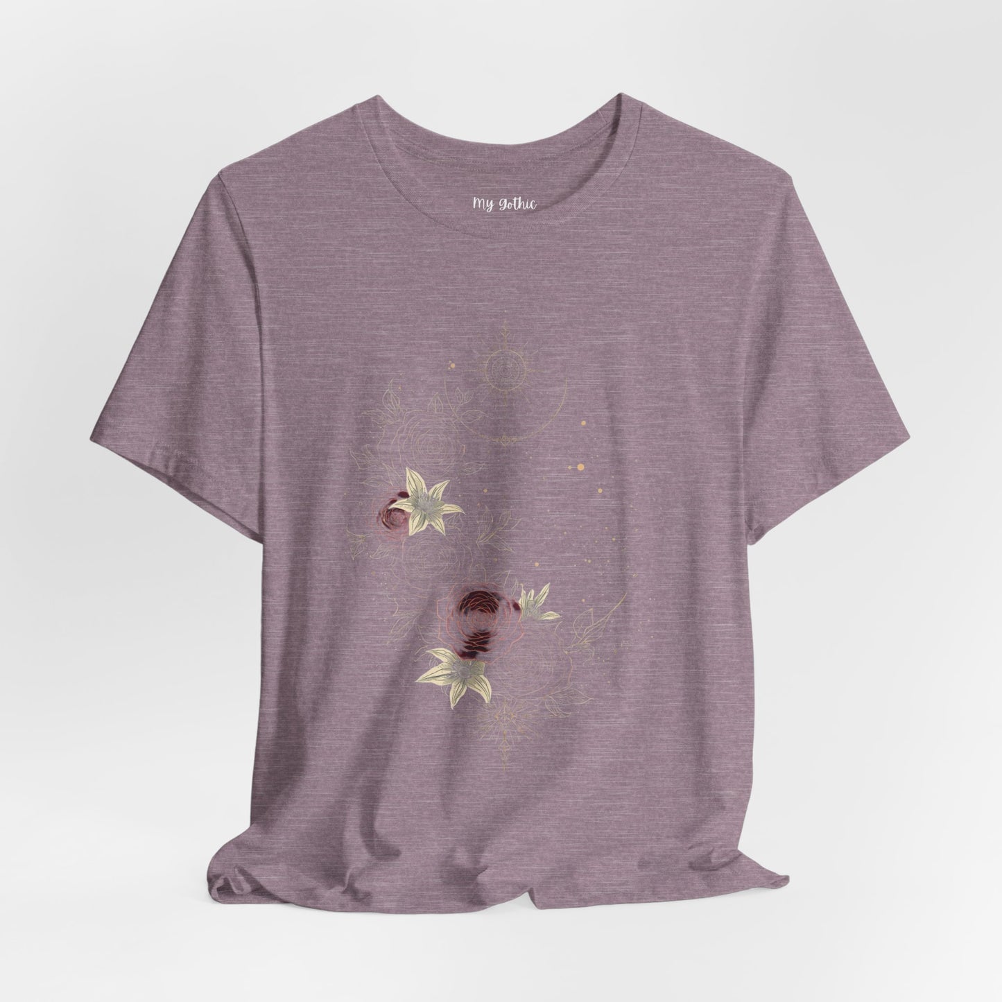 “Dark Floral Moon & Ornamental Geometry” T-Shirt Dark Floral Moon Ornamental Geometry Unisex Jersey Short Sleeve Tee