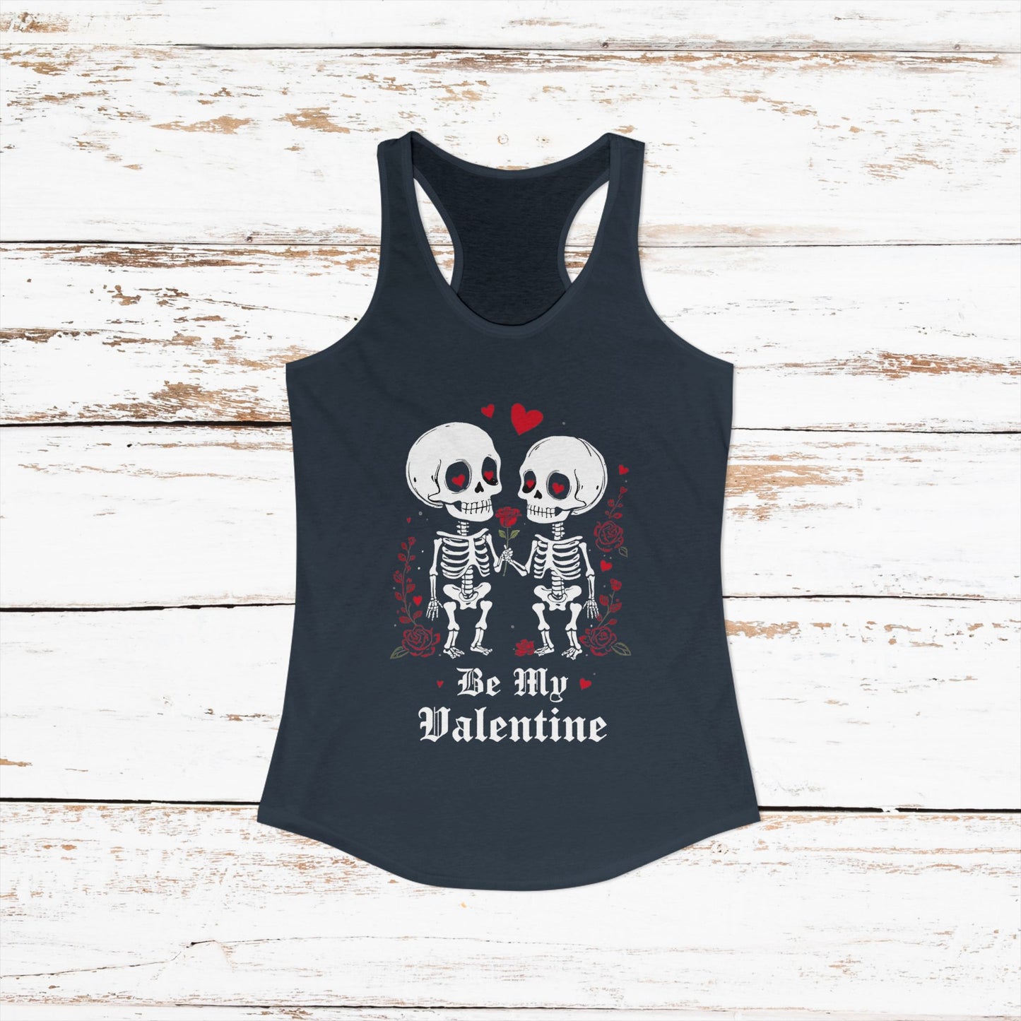 Cute Gothic Skeleton Romance Shirt — Women's Racerback Tank