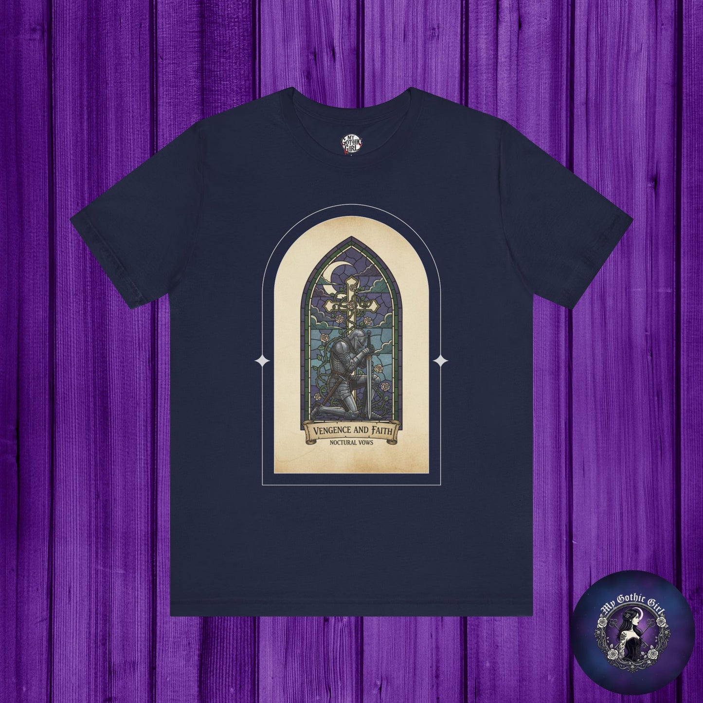 "Vengeance and Faith"  Gothic Graphic T-Shirt – Alt Aesthetic Poetic Goth Streetwear