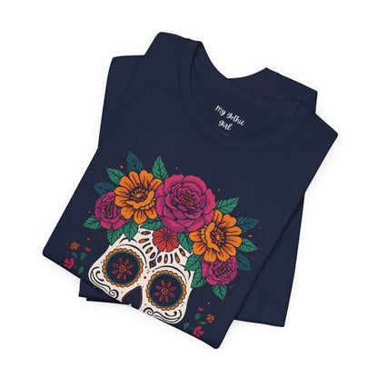 Sugar Skull Floral Tee — Day of the Dead Skull T-Shirt