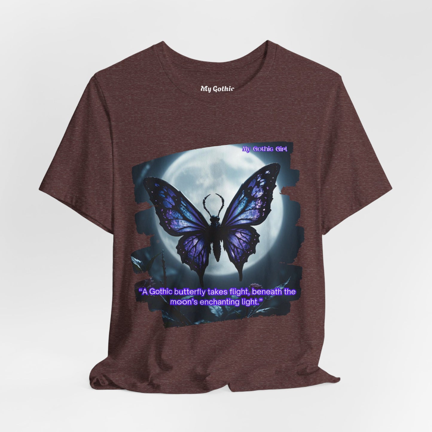 My Gothic Girl T-Shirt "Purple Gothic Butterfly" – Whimsy Goth Streetwear, Dark Poetry Fashion, Alt Aesthetic Apparel