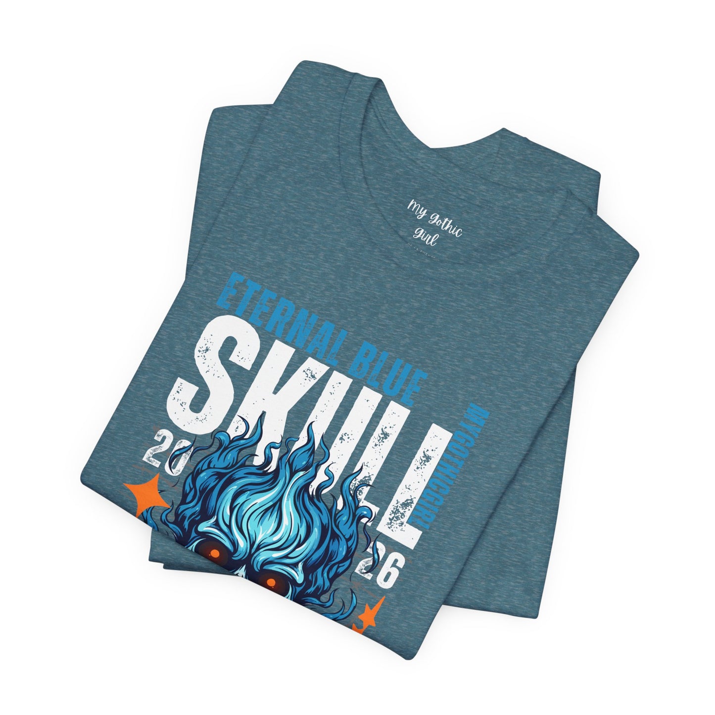 Eternal Blue Skull Flame Gothic Tee
