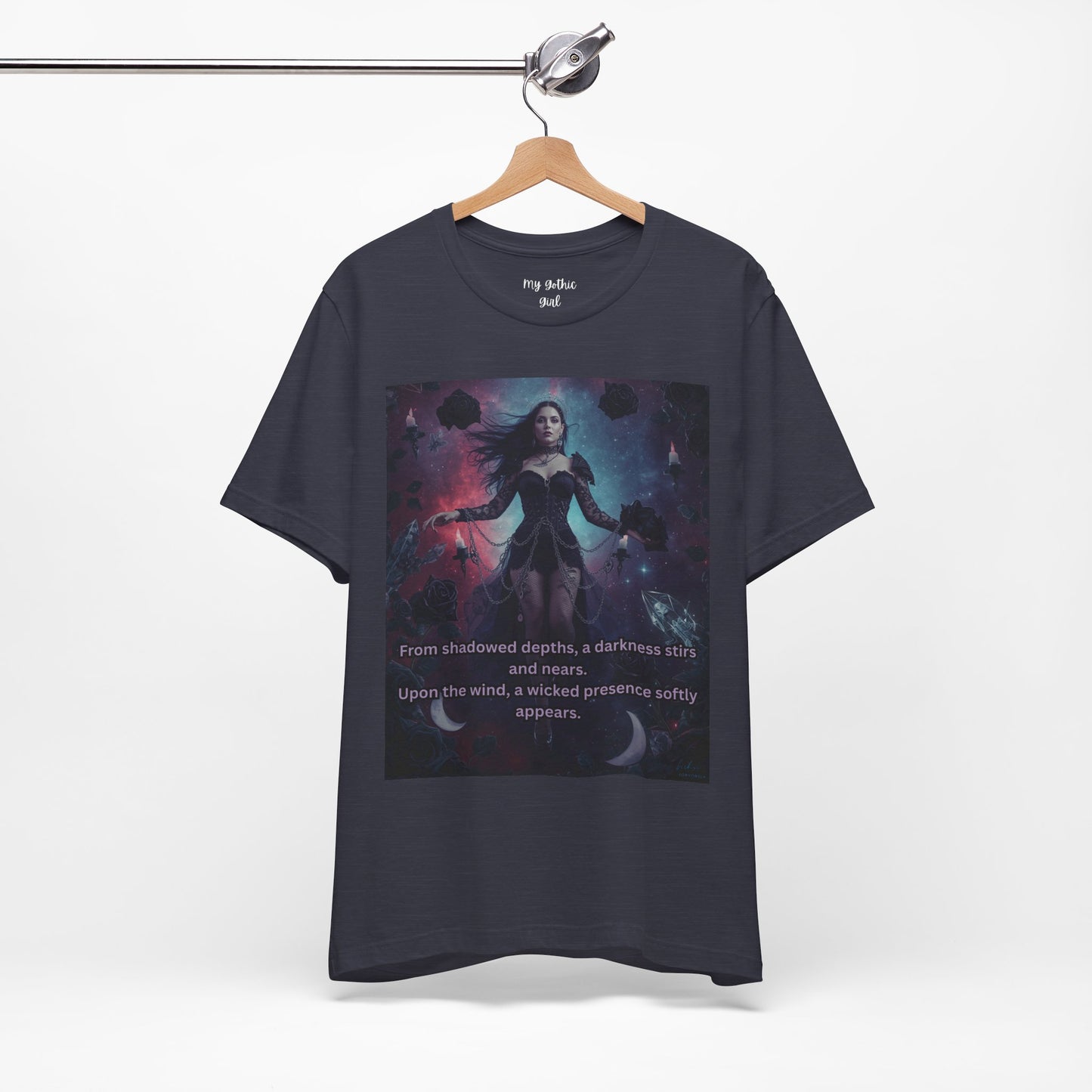 Fantasy Witch T‑Shirt — "From shadowed depths..." Mystical Gothic Tee