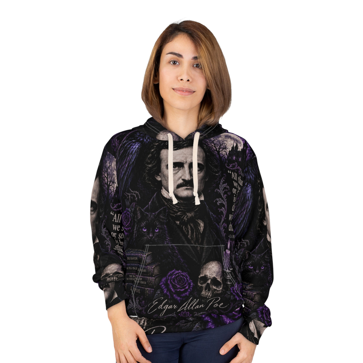 Edgar Allan Poe All-Over-Print Hoodie — 'My Gothic Girl' Gothic Hooded Sweatshirt