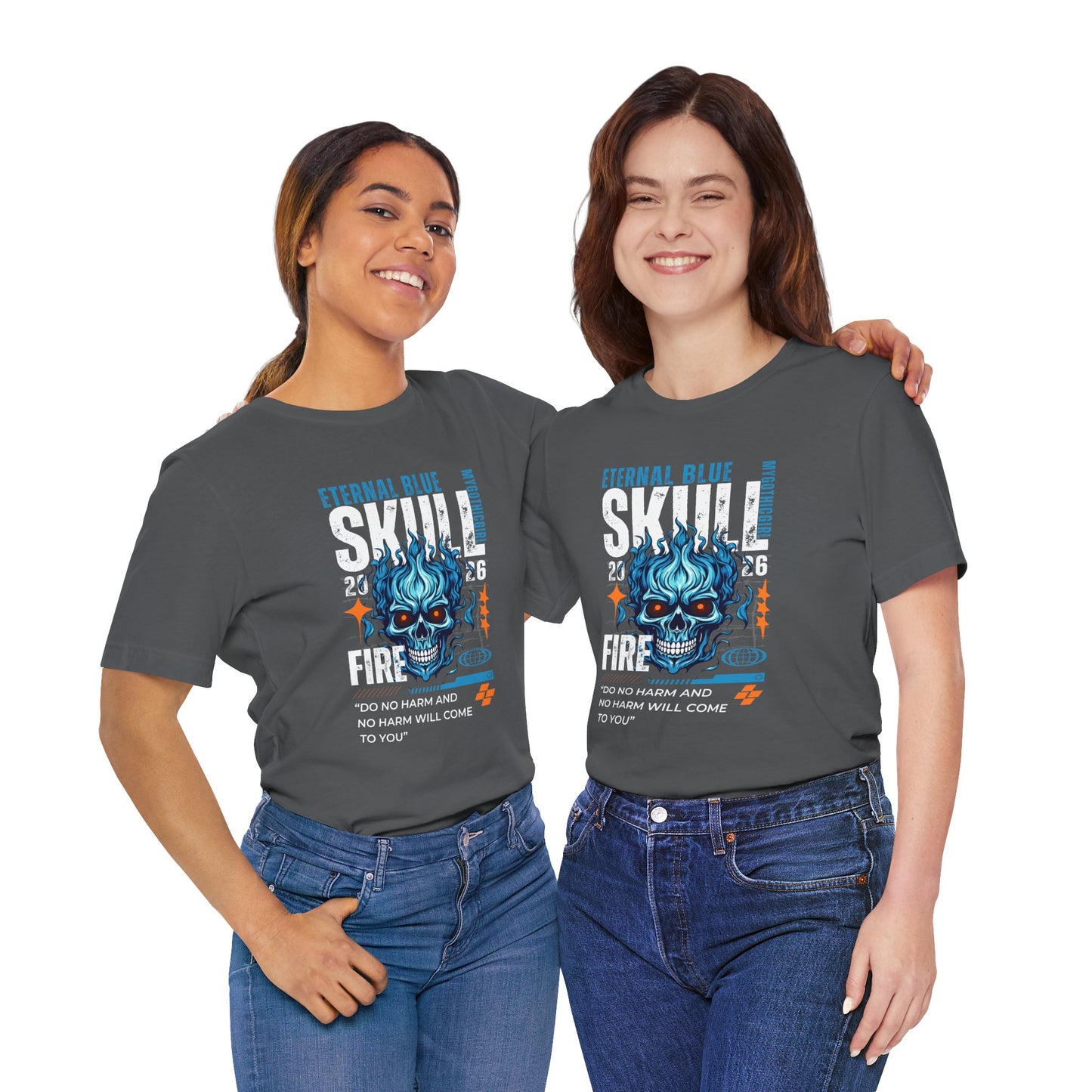 Eternal Blue Skull Flame Gothic Tee