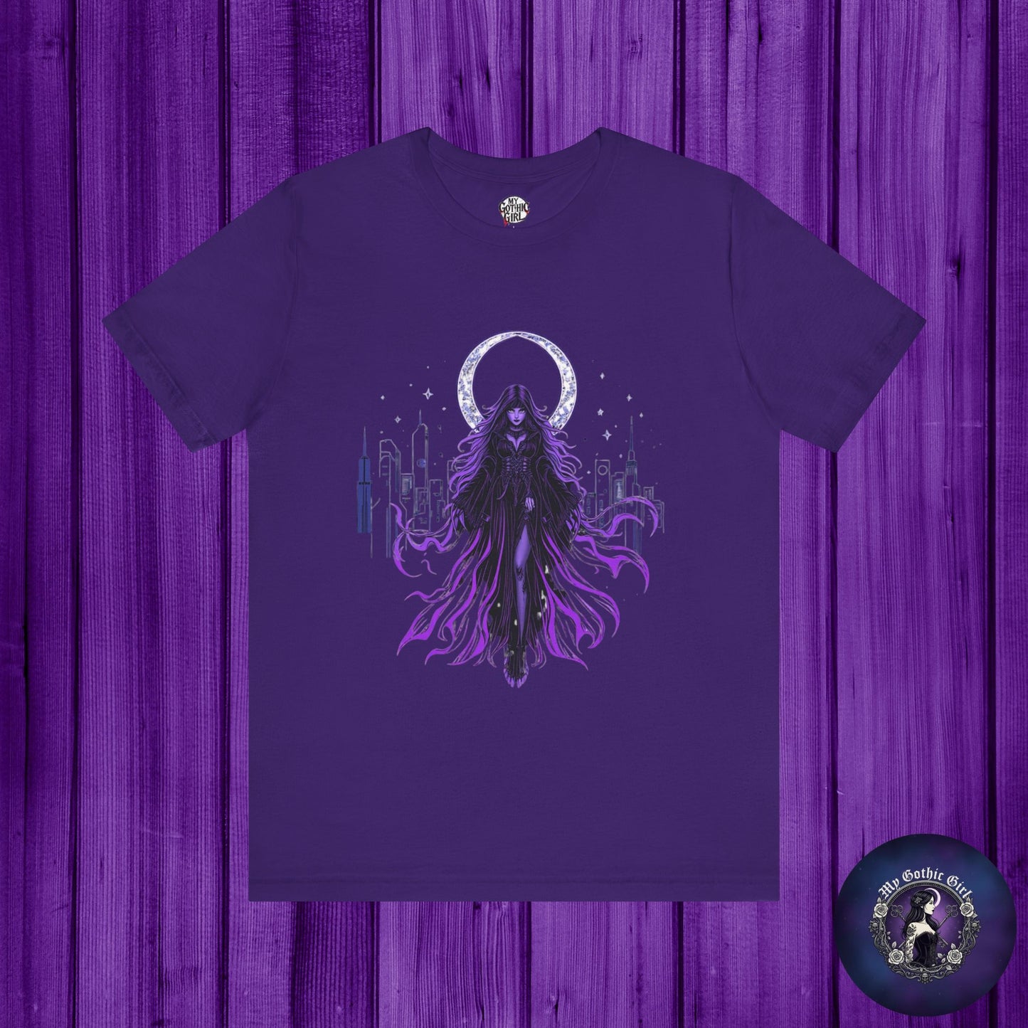 “Celestial Enchantress”  Gothic Graphic T-Shirt – Alt Aesthetic Poetic Goth Street-wear