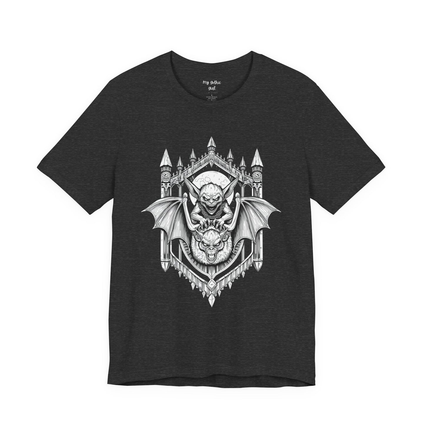 A Sinister Gremlin Riding on a Flying Bat - Graphic Tee