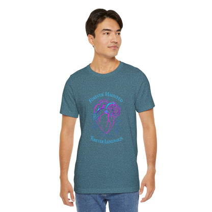 "FOREVER HAUNTED, FOREVER LUMINOUS"  Gothic Graphic T-Shirt – Alt Aesthetic Poetic Goth Streetwear